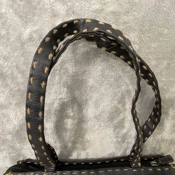 Vintage The Sak Elliot Lucca Black Leather/PVC Purse Thick contrasting trim 80’s - Picture 3 of 15